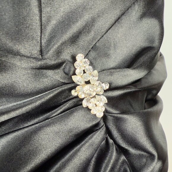 JESSICA MCCLINTOCK GUNNE SAX Puffy Waist 80s Strapless Satin Mini Black Dress  5 - Picture 4 of 14